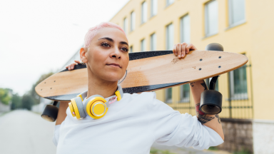 woman with skateboard